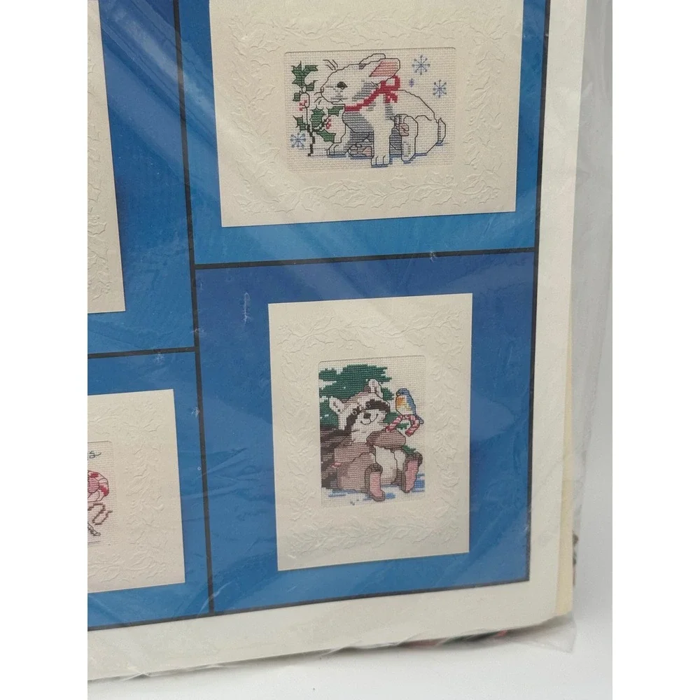 Vintage 1988 Current Critters Counted Cross Stitch Christmas Cards Kit Set of 4